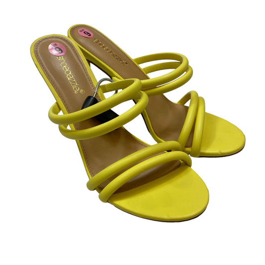 Yellow Sandals Heels Stiletto Shoedazzle, Size 9