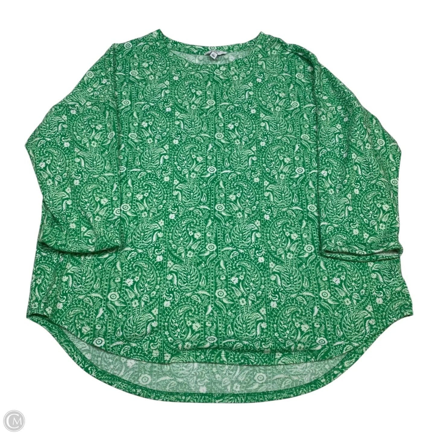 Top 3/4 Sleeve By Crown And Ivy In Green & White, Size: L