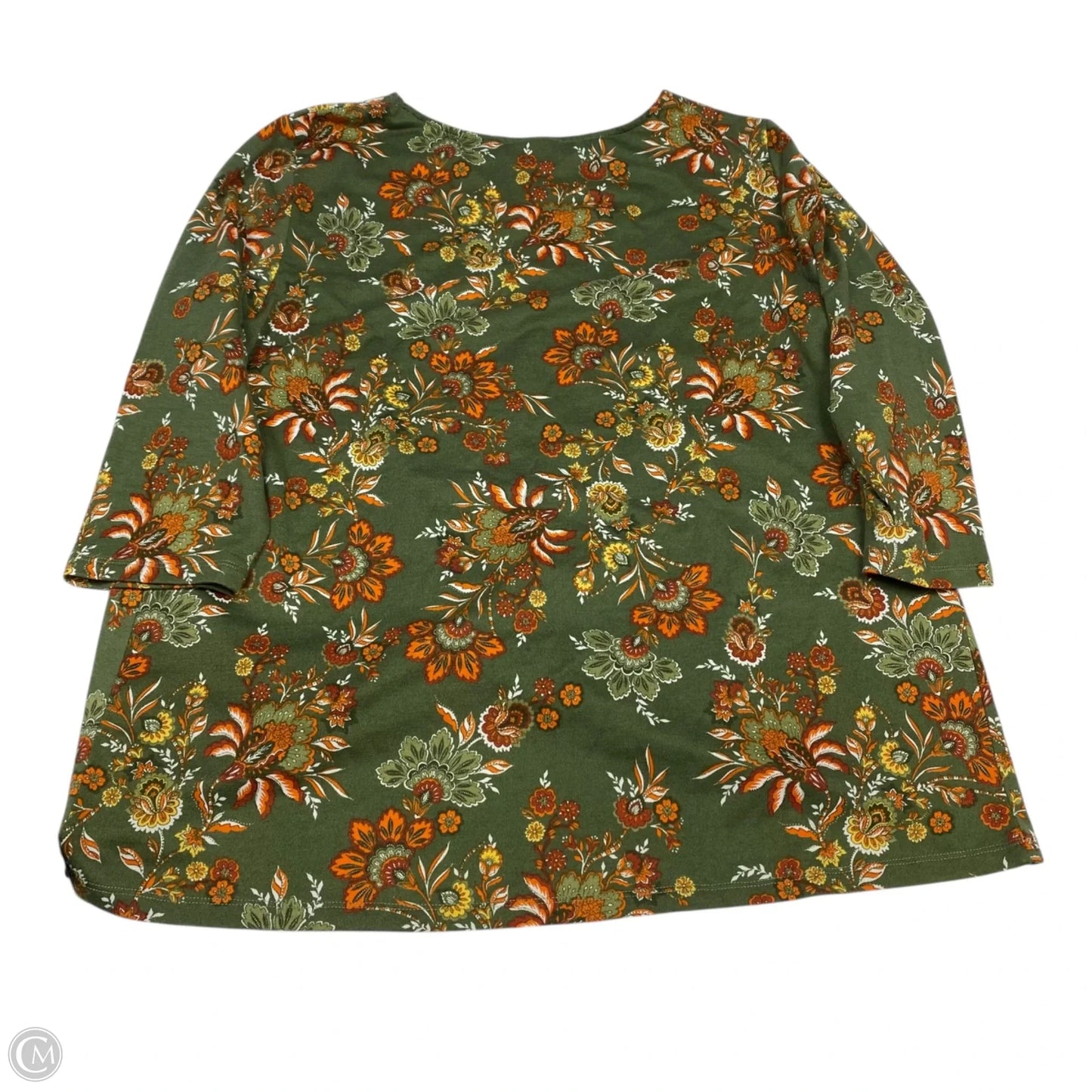 Top 3/4 Sleeve By Ruby Rd In Green & Orange, Size: Xl