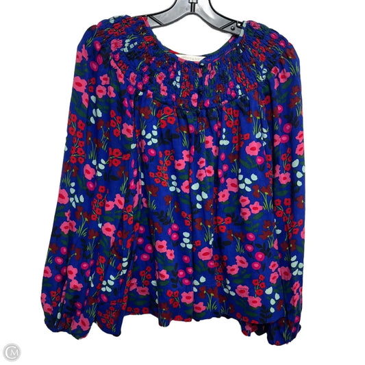 Top Long Sleeve By Crown And Ivy In Blue & Pink, Size: L
