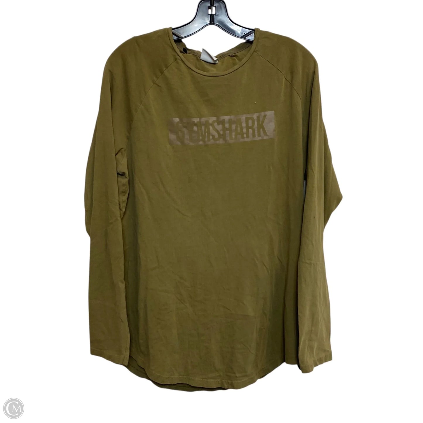 Athletic Top Long Sleeve Crewneck By Gym Shark In Green, Size: L