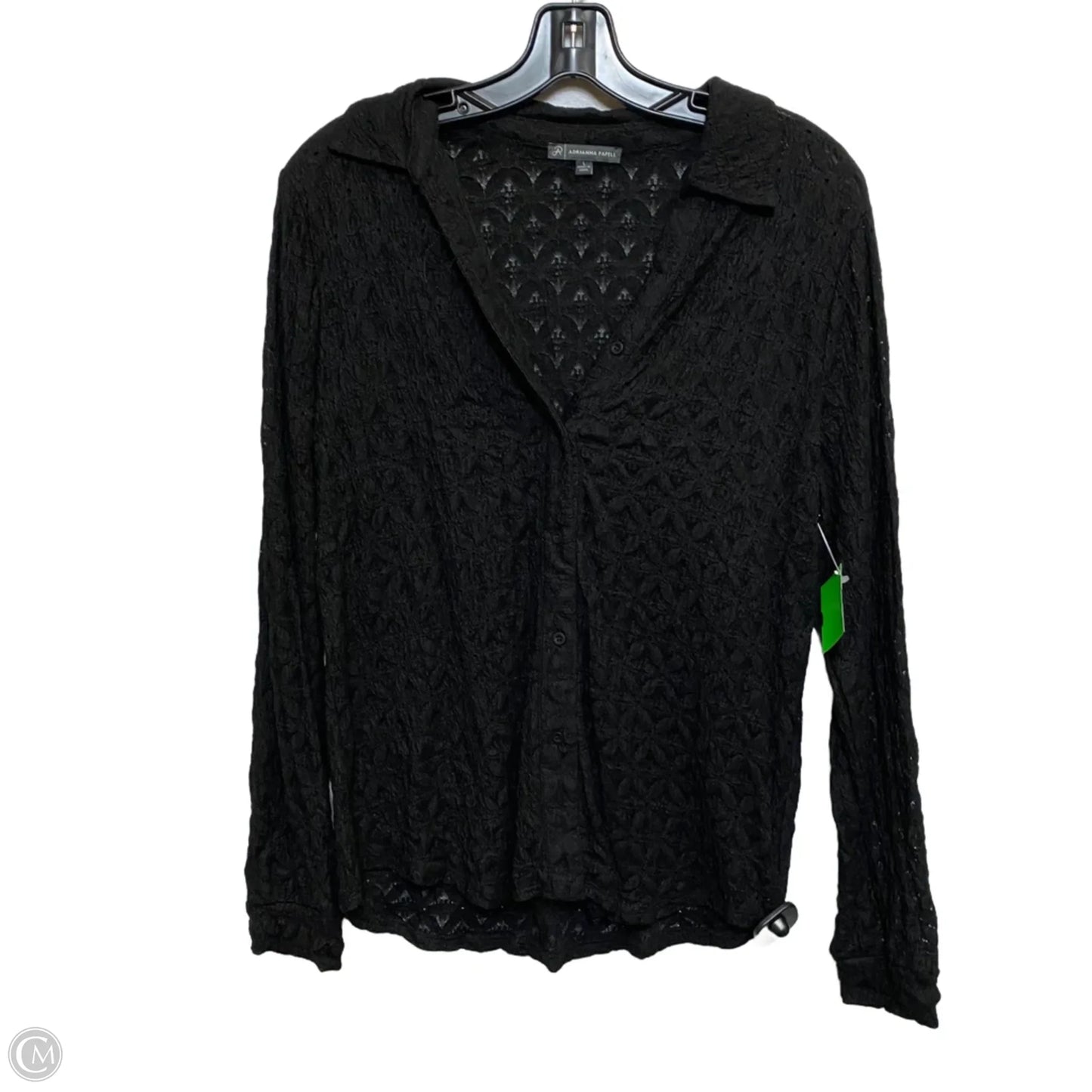 Top Long Sleeve By Adrianna Papell In Black, Size: L