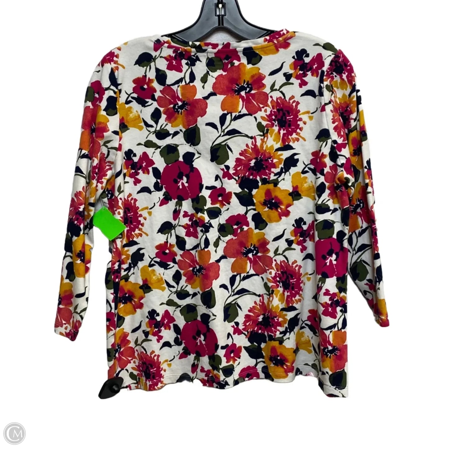 Top 3/4 Sleeve Basic By Kim Rogers In Pink & White, Size: M