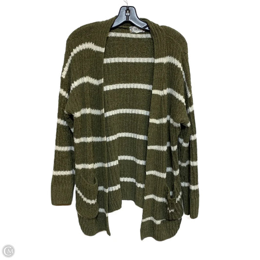 Sweater Cardigan By Pink Rose In Green & White, Size: L