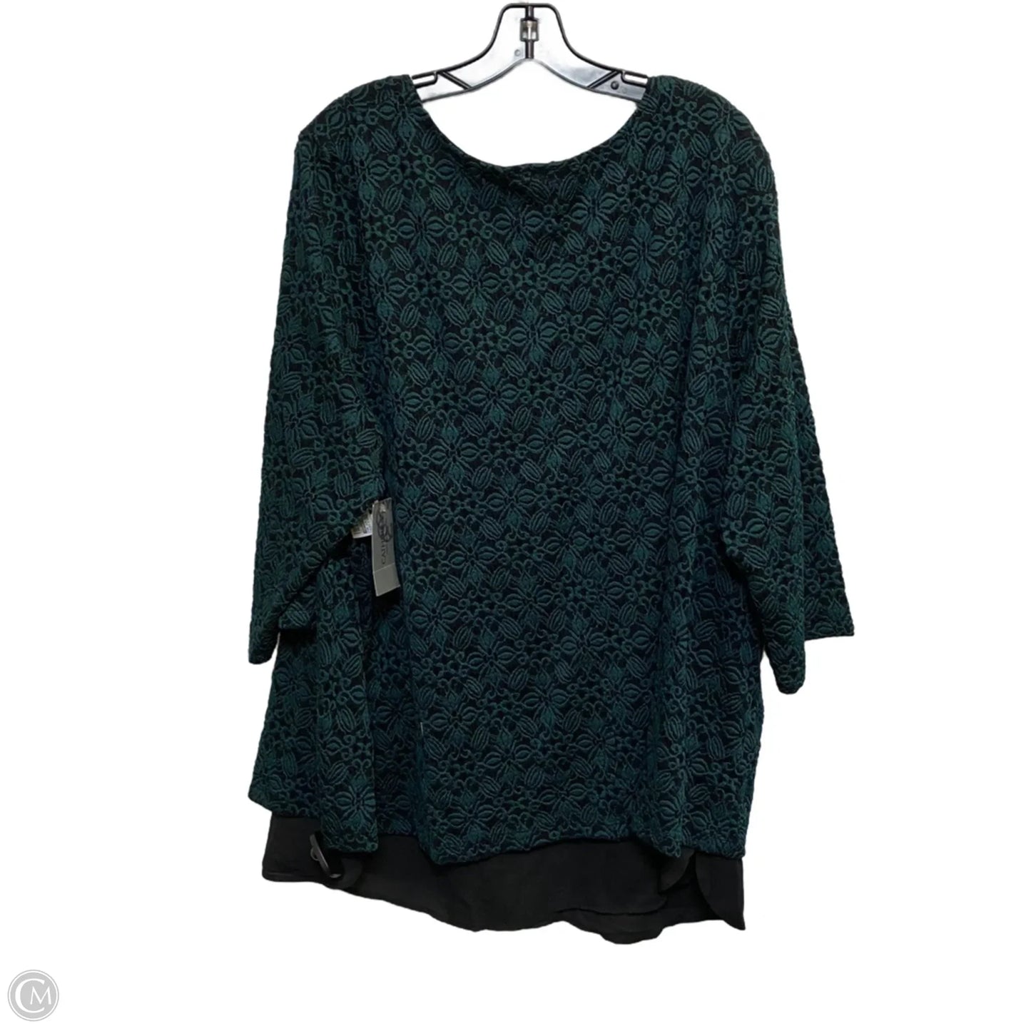 Top 3/4 Sleeve By Catherines In Black & Green, Size: 3x