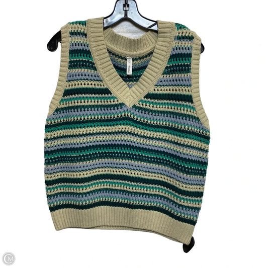 Vest Sweater By Wishlist In Green & Tan, Size: L