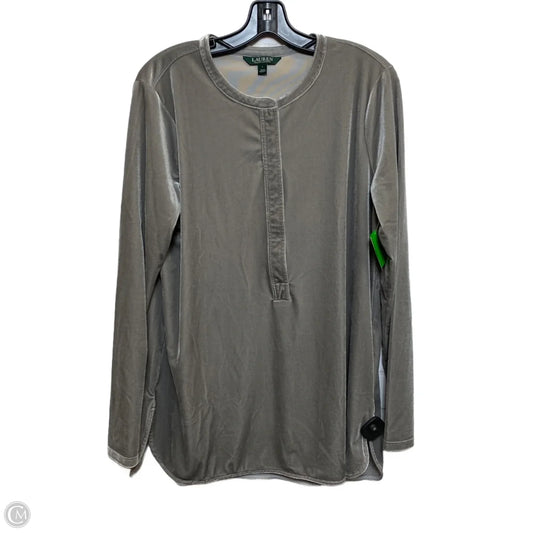 Top Long Sleeve By Lauren By Ralph Lauren In Silver, Size: L
