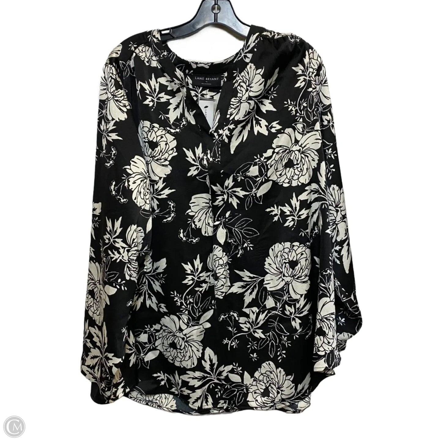 Blouse Long Sleeve By Lane Bryant In Black & Cream, Size: 4x