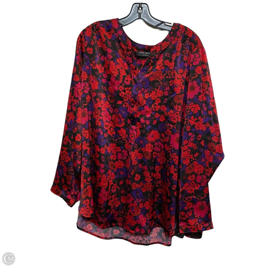 Blouse Long Sleeve By Lane Bryant In Purple & Red, Size: 4x