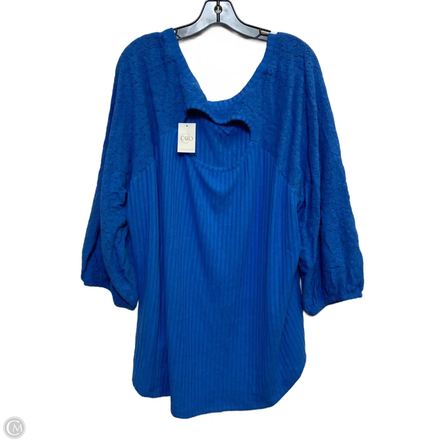 Top 3/4 Sleeve By Cato In Blue, Size: 4x