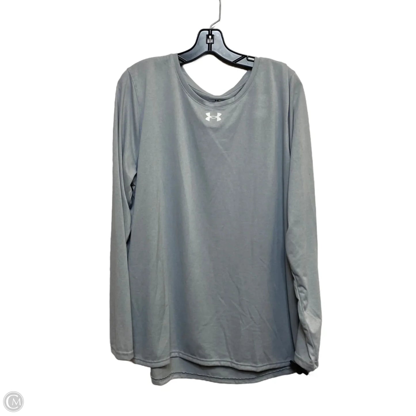Athletic Top Long Sleeve Crewneck By Under Armour In Grey, Size: 2x