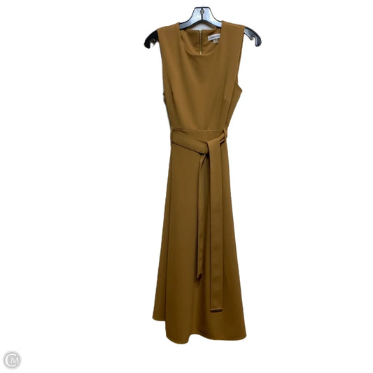 Dress Casual Midi By Calvin Klein In Brown, Size: M