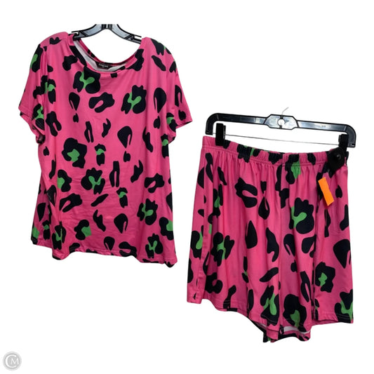 Lounge Set Shorts By Chicme In Black & Pink, Size: 2x