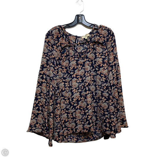 Top Long Sleeve By Entro In Blue & Orange, Size: L