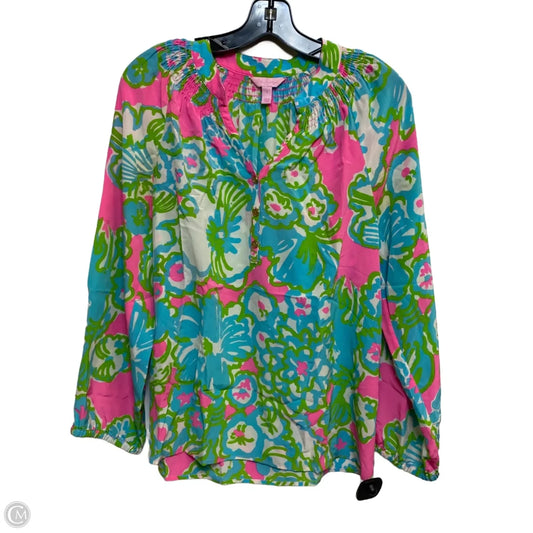 Top Long Sleeve Designer By Lilly Pulitzer In Blue & Green, Size: S