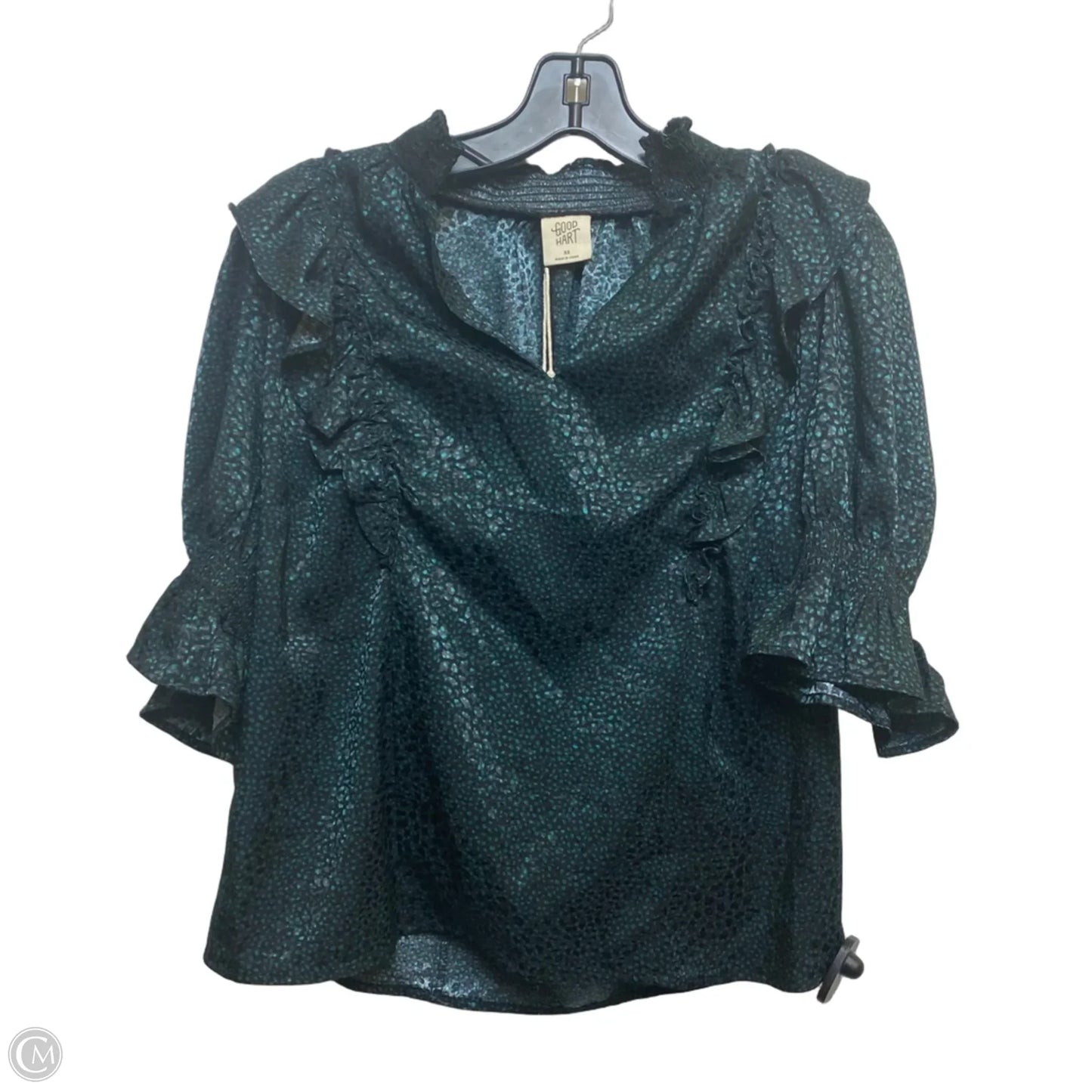 Top Short Sleeve By Good Hart In Black & Green, Size: Xs