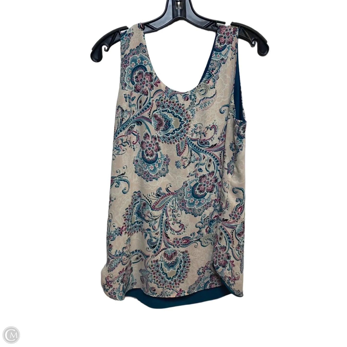 Top Sleeveless By Chicos In Green & Pink, Size: M