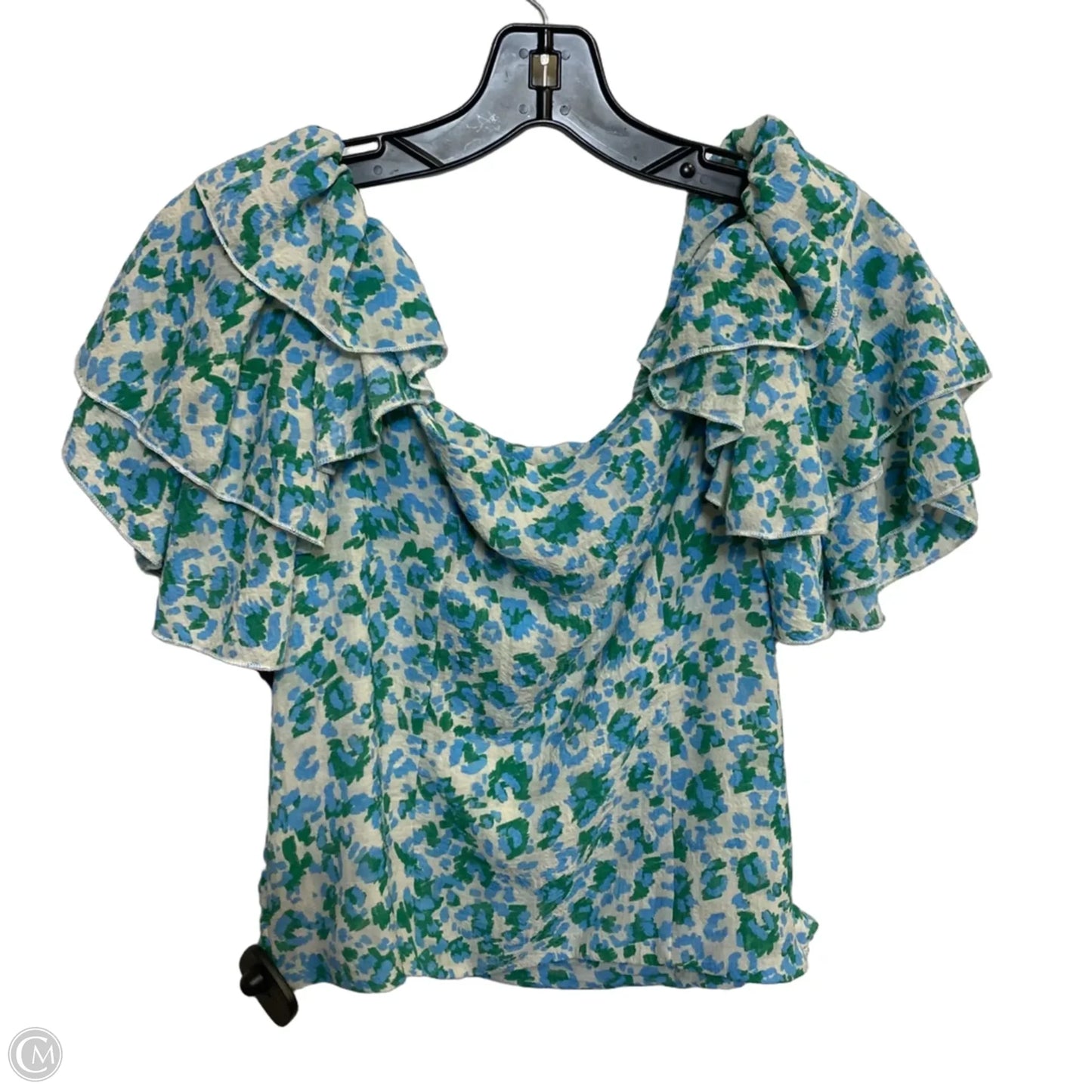Top Short Sleeve By Molly Bracken In Blue & Green, Size: M
