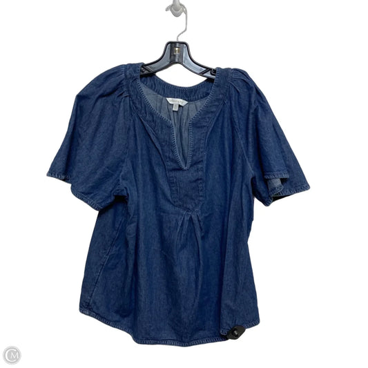 Top Short Sleeve By Crown And Ivy In Blue Denim, Size: Xl