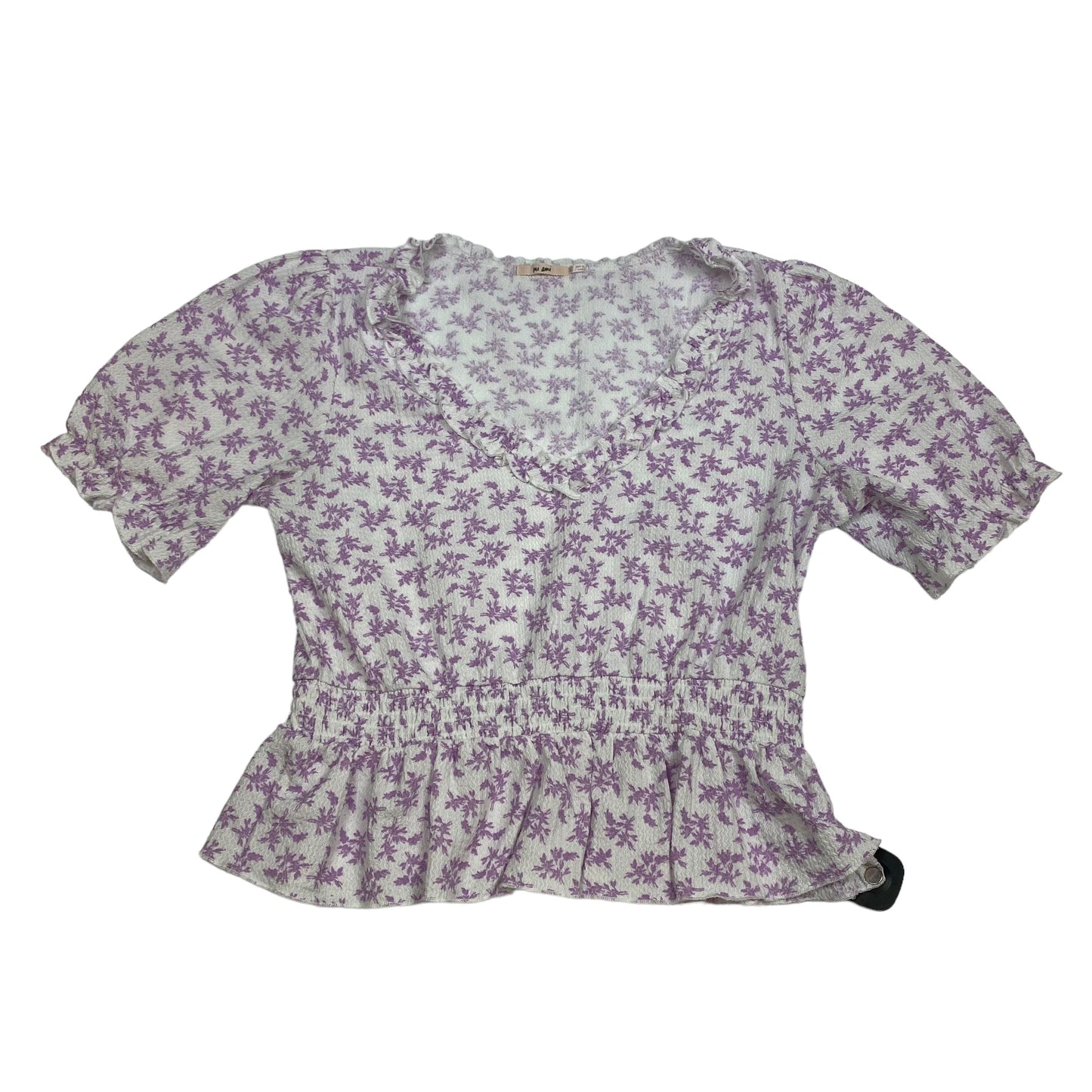 Purple & White Top Short Sleeve Mi Ami, Size L