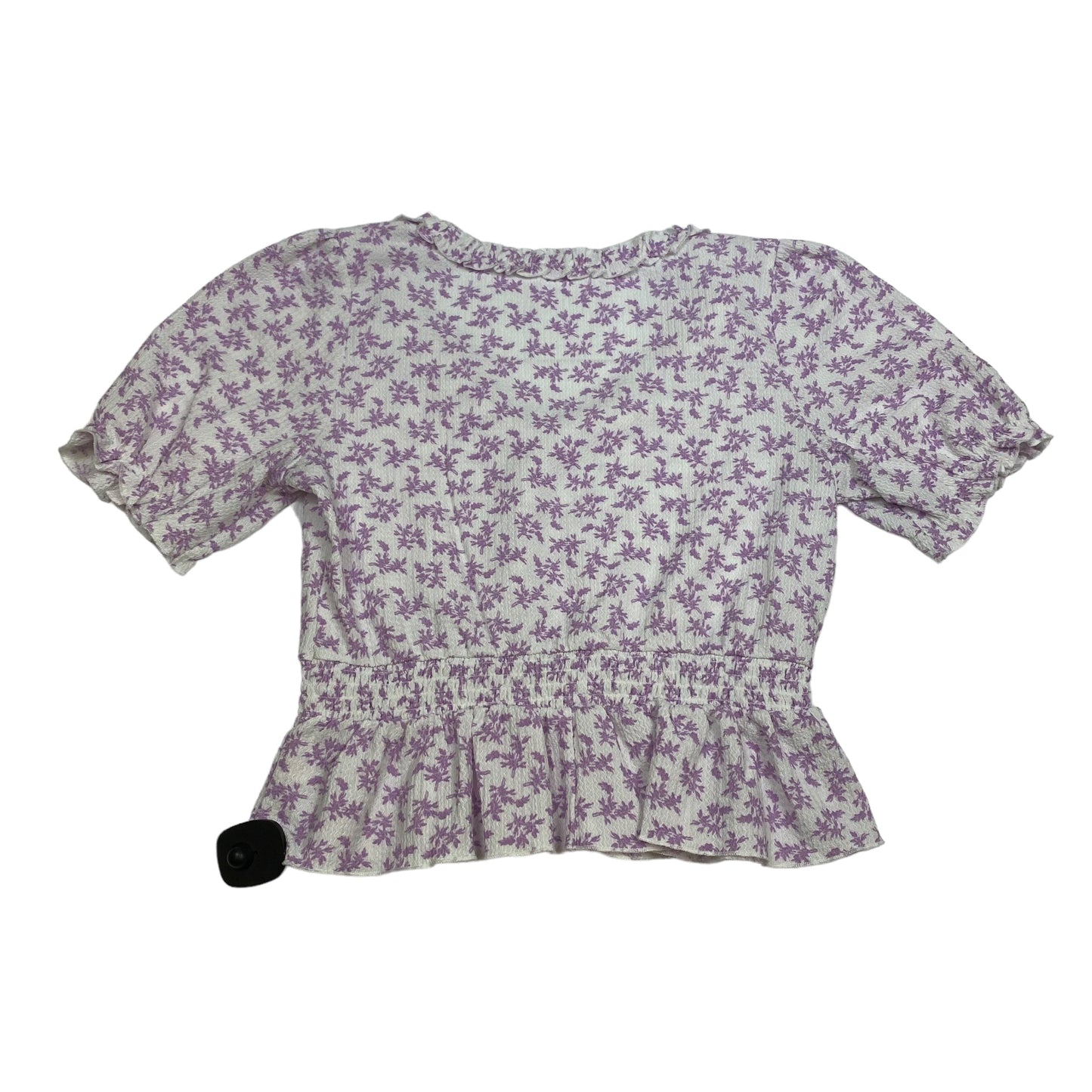 Purple & White Top Short Sleeve Mi Ami, Size L