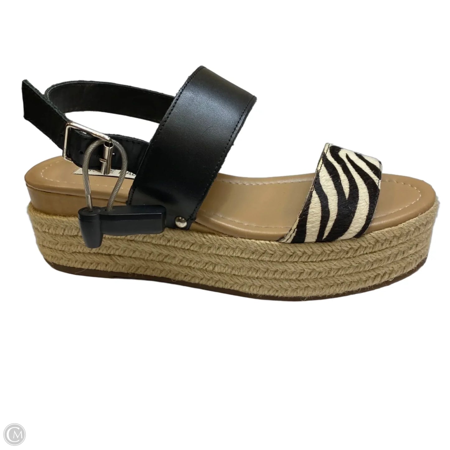 Sandals Heels Platform By Steve Madden In Black & Cream, Size: 8.5