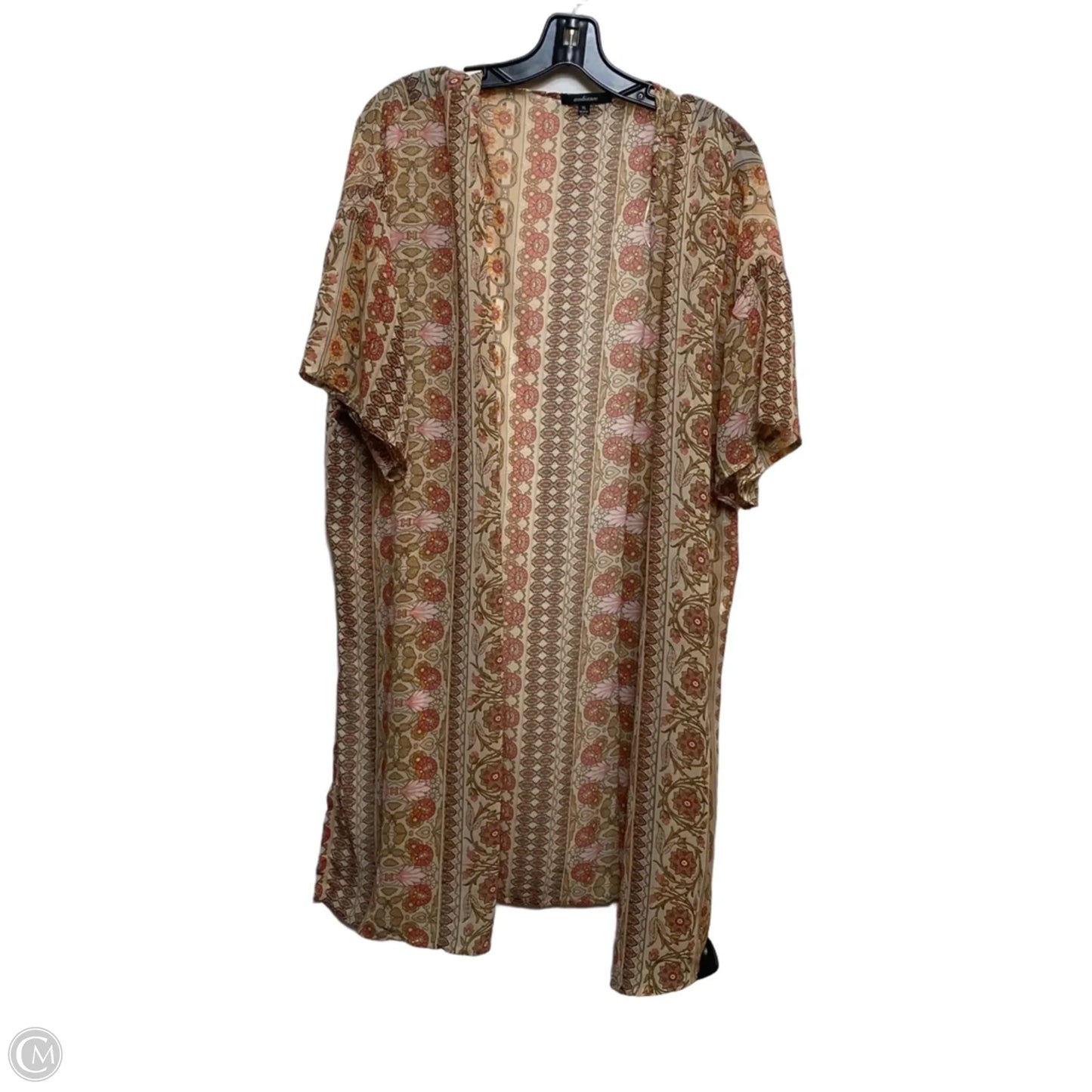 Kimono By Ambiance Apparel In Pink & Tan, Size: Xl
