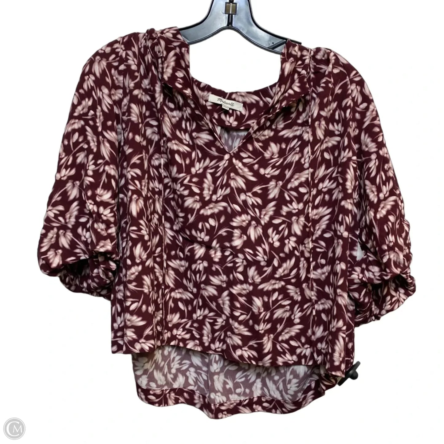 Top Short Sleeve By Madewell In Cream & Red, Size: Xs