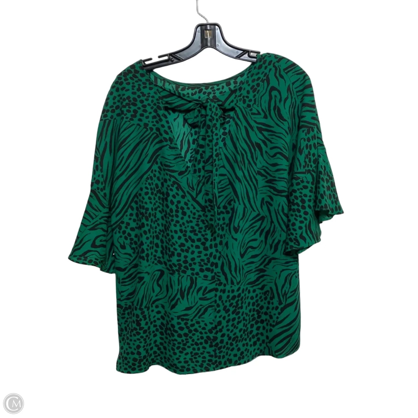 Blouse Short Sleeve By Clothes Mentor In Black & Green, Size: S
