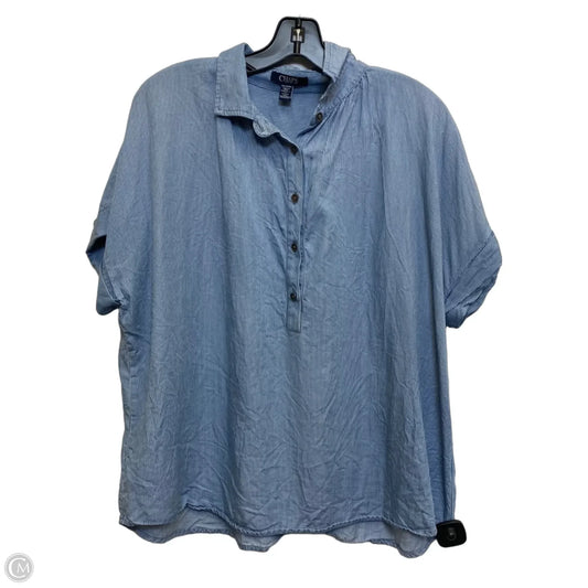 Top Short Sleeve By Chaps In Blue & White, Size: Xlp
