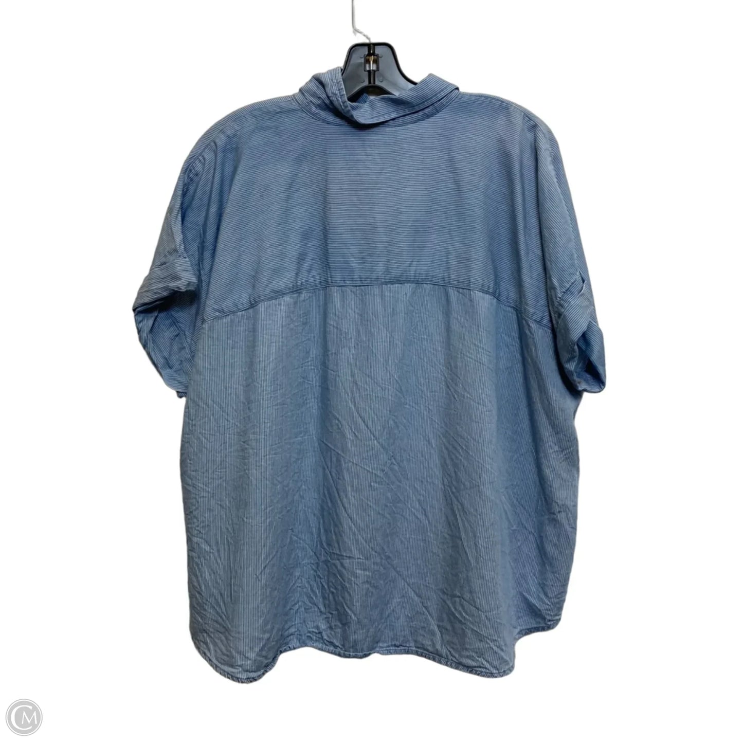 Top Short Sleeve By Chaps In Blue & White, Size: Xlp