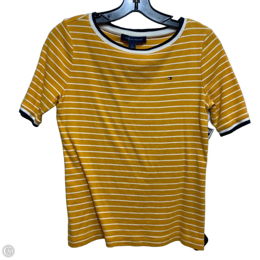 Top Short Sleeve By Tommy Hilfiger In White & Yellow, Size: M