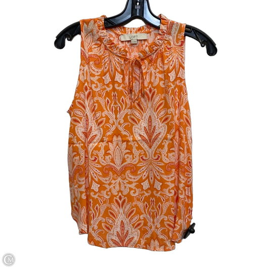 Top Sleeveless By Loft In Orange & White, Size: Xs