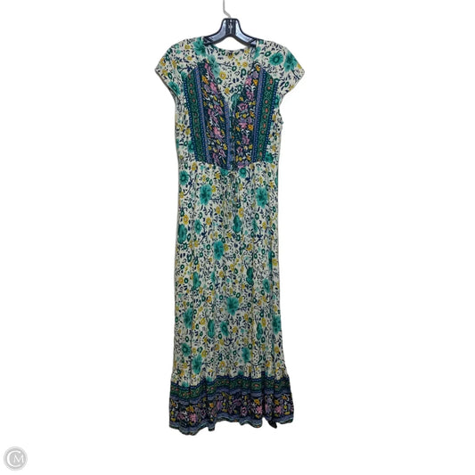 Dress Casual Maxi By Cmf In Cream & Green, Size: L