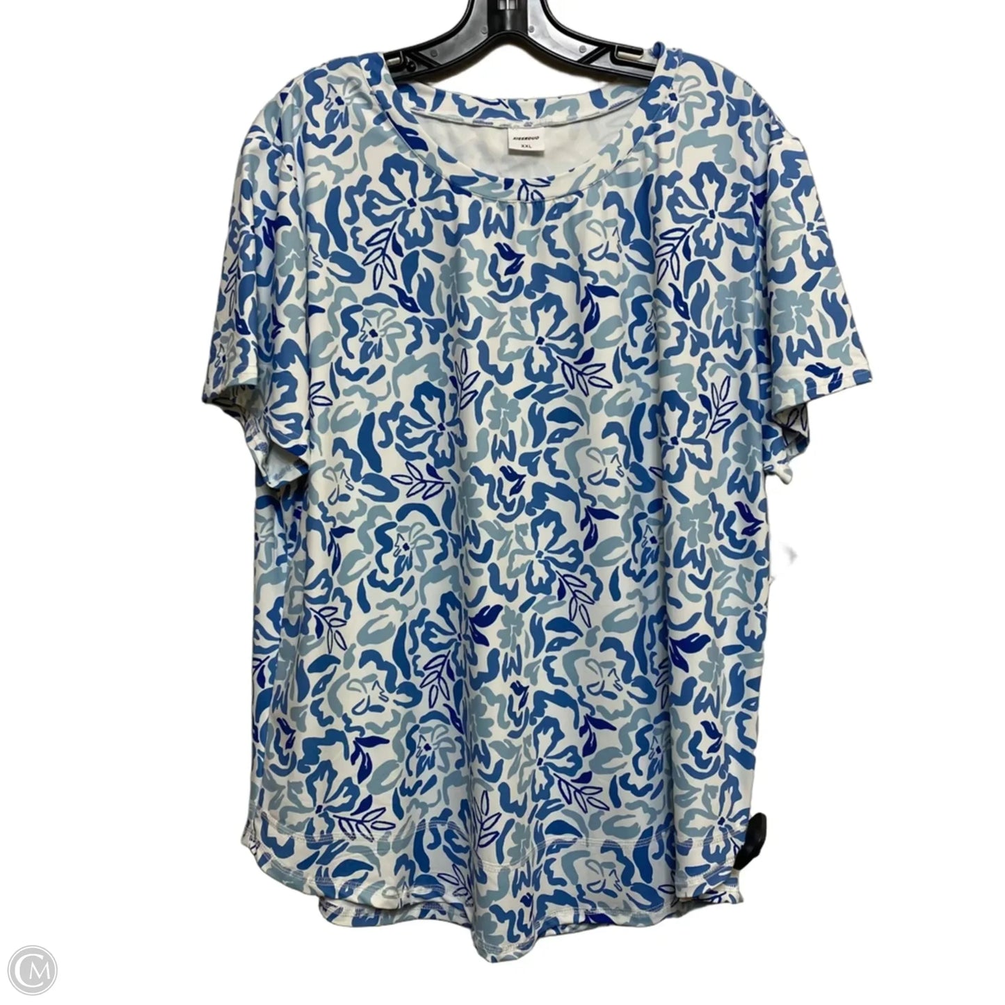Athletic Top Short Sleeve By Cmf In Blue & White, Size: Xxl