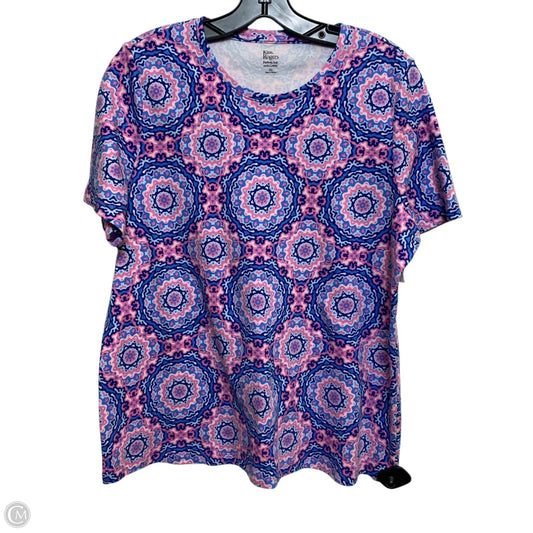 Top Short Sleeve By Kim Rogers In Blue & Pink, Size: Xl