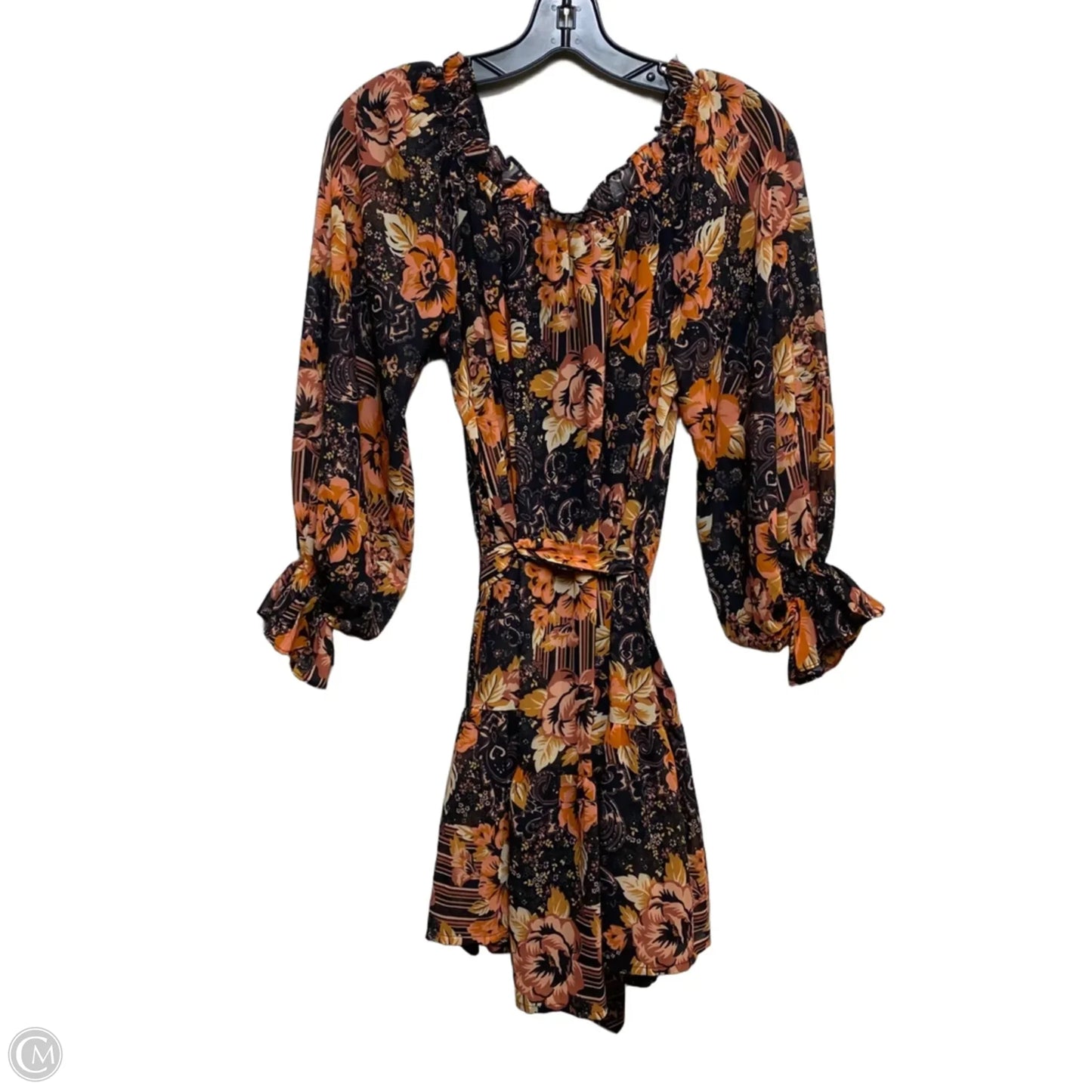 Dress Casual Short By Baltic Born In Black & Orange, Size: M