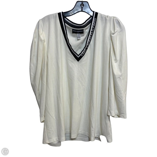 Top 3/4 Sleeve Designer By Karl Lagerfeld In Cream, Size: L
