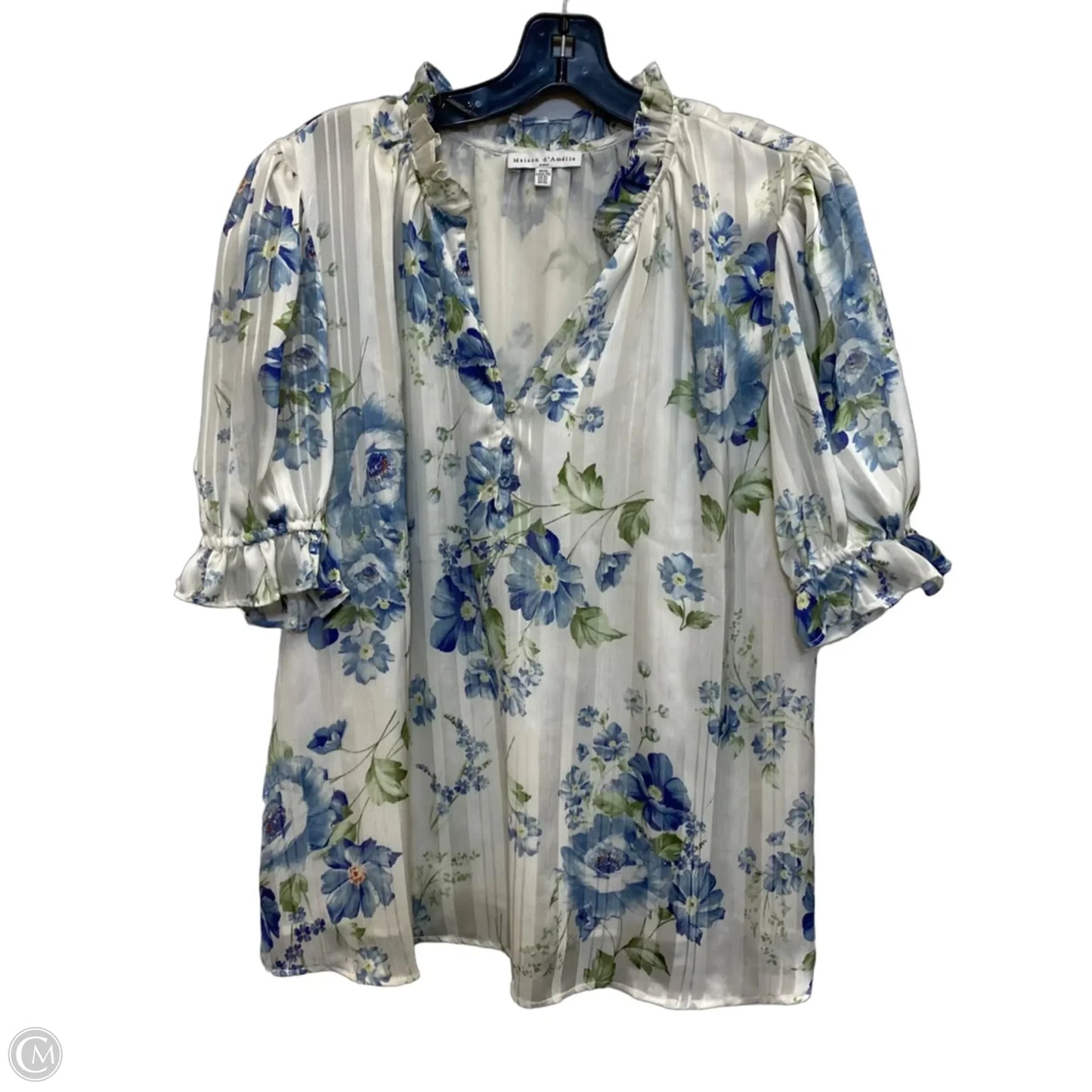 Blouse Short Sleeve By Maison Damelie In White, Size: Xl