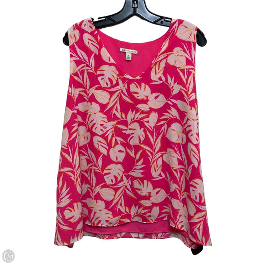 Top Sleeveless By Cato In Pink & White, Size: Xl