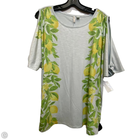 Top Short Sleeve By Cato In Blue & Green, Size: Xl