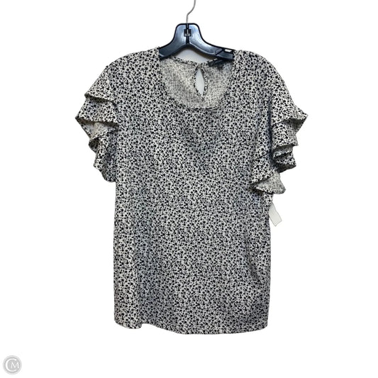 Top Short Sleeve By Adrianna Papell In Black & White, Size: L