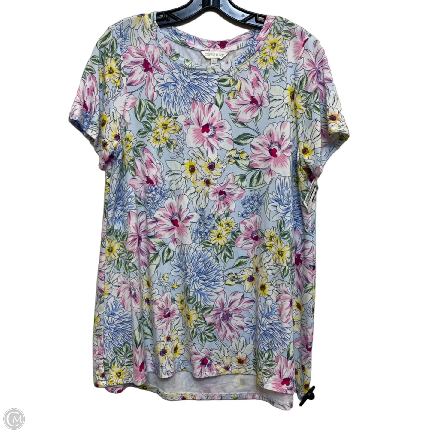 Top Short Sleeve By Crown And Ivy In Blue & Pink, Size: L
