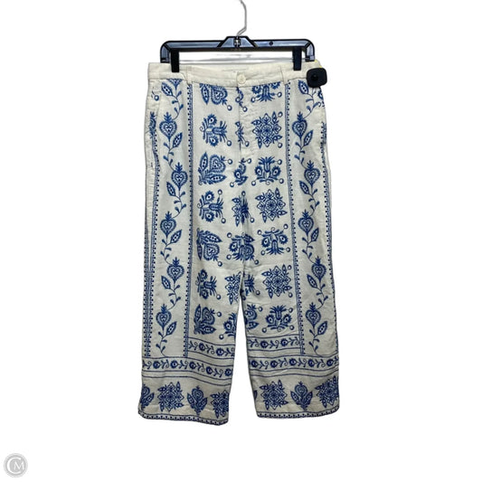 Pants Cropped By Zara In Blue & White, Size: L