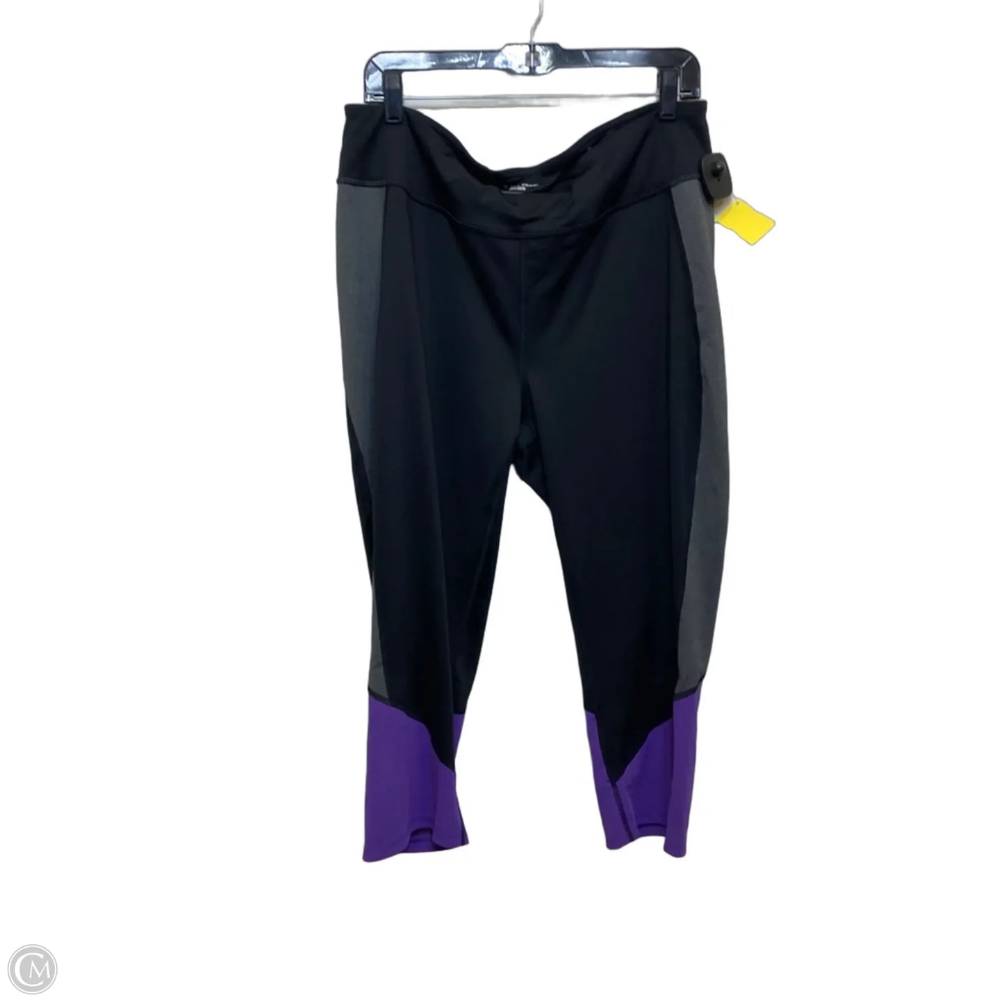 Athletic Leggings Capris By Tek Gear In Black & Purple, Size: 1x