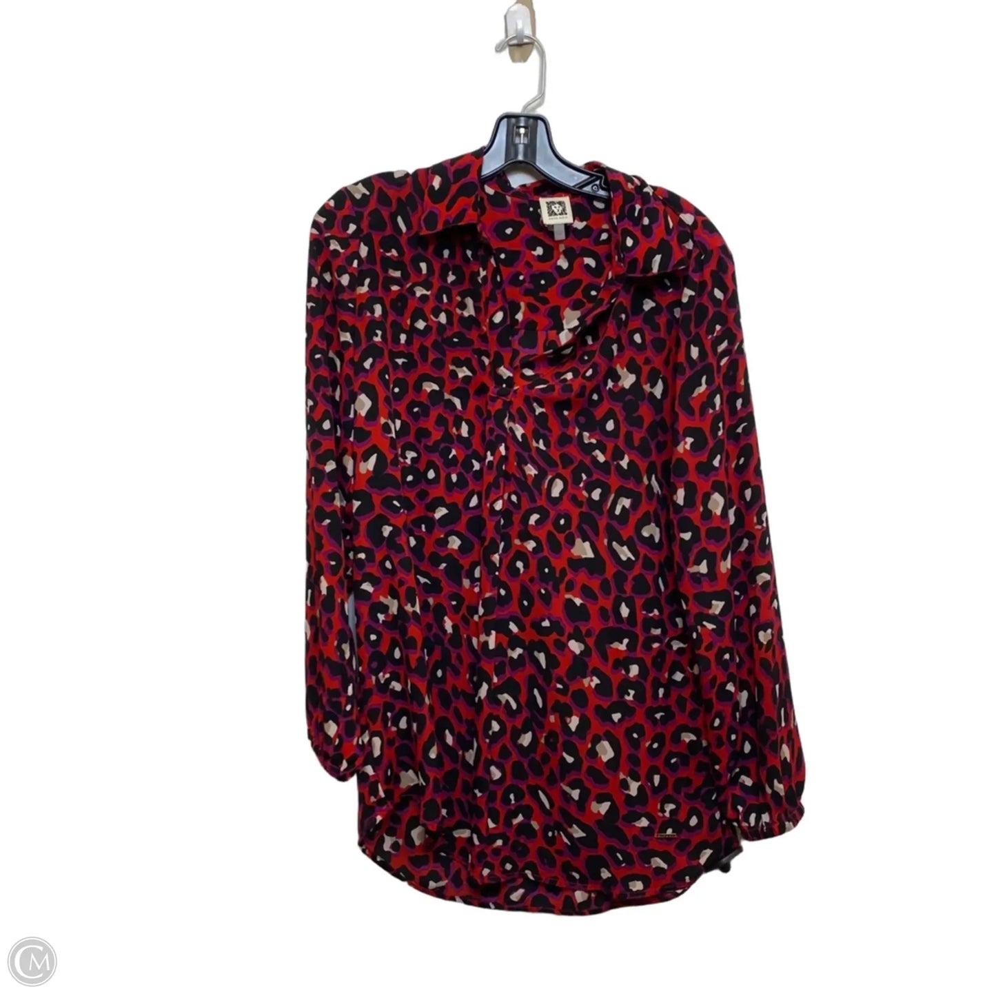Blouse Long Sleeve By Anne Klein In Black & Red, Size: S