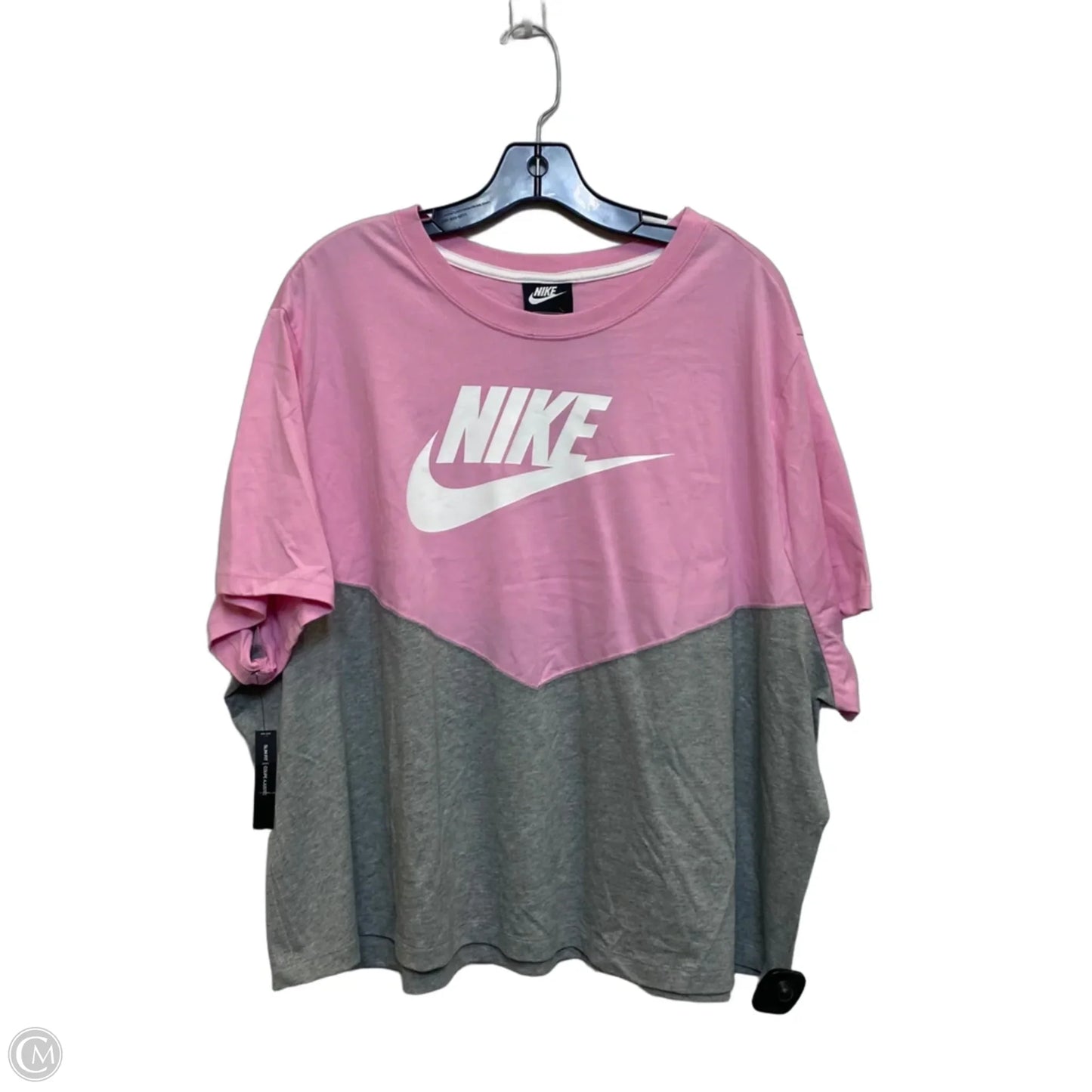 Athletic Top Short Sleeve By Nike Apparel In Grey & Pink, Size: 3x
