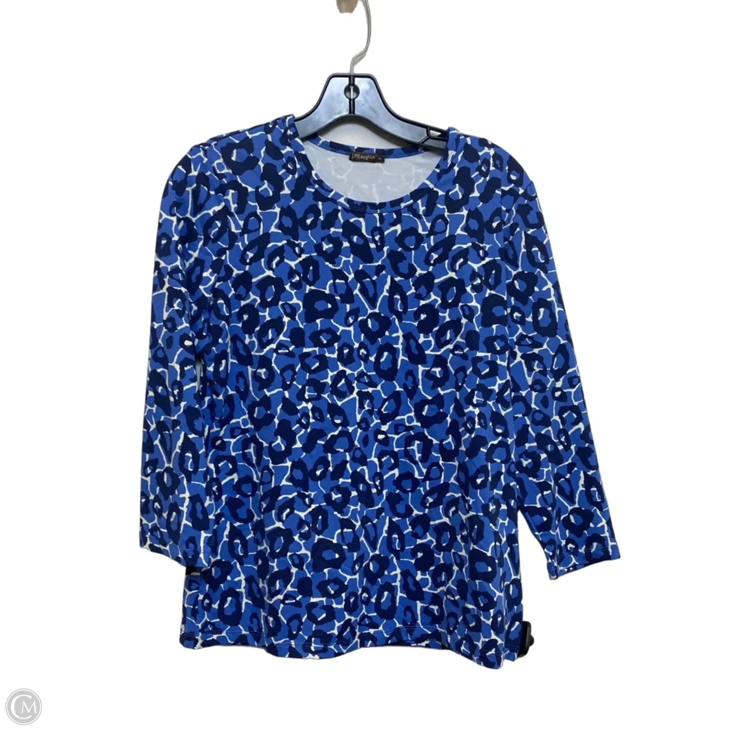 Top 3/4 Sleeve By J Mclaughlin In Blue & White, Size: M