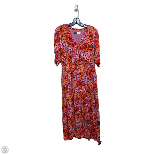 Dress Casual Midi By Piper & Scoot In Orange & Pink, Size: M