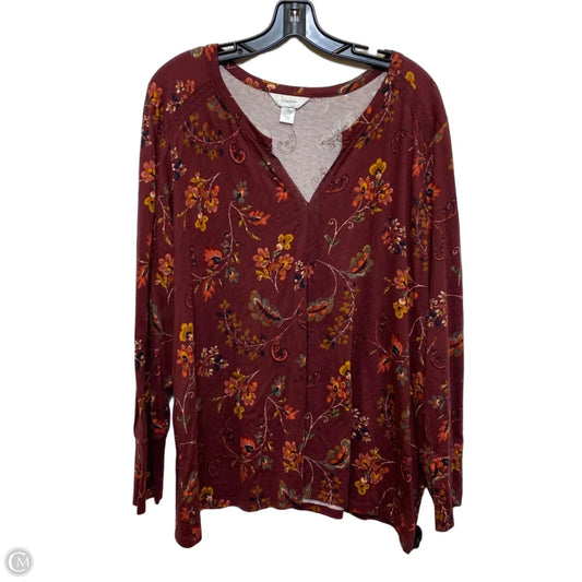Top Long Sleeve By Cj Banks In Red, Size: 3x